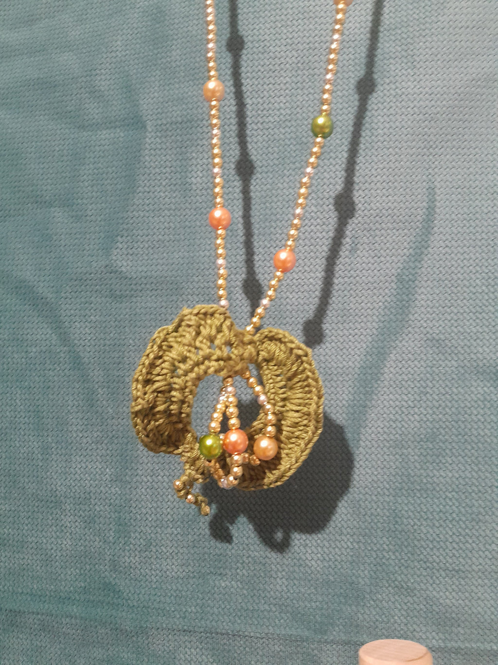 Sautoir Vert en Crochet et Perles — Fait Main