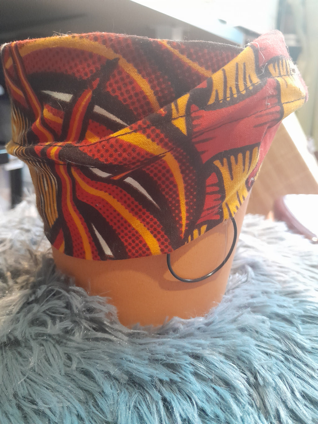 Pot Terre Cuite Peint — Cafrine Bandeau Rouge et Jaune