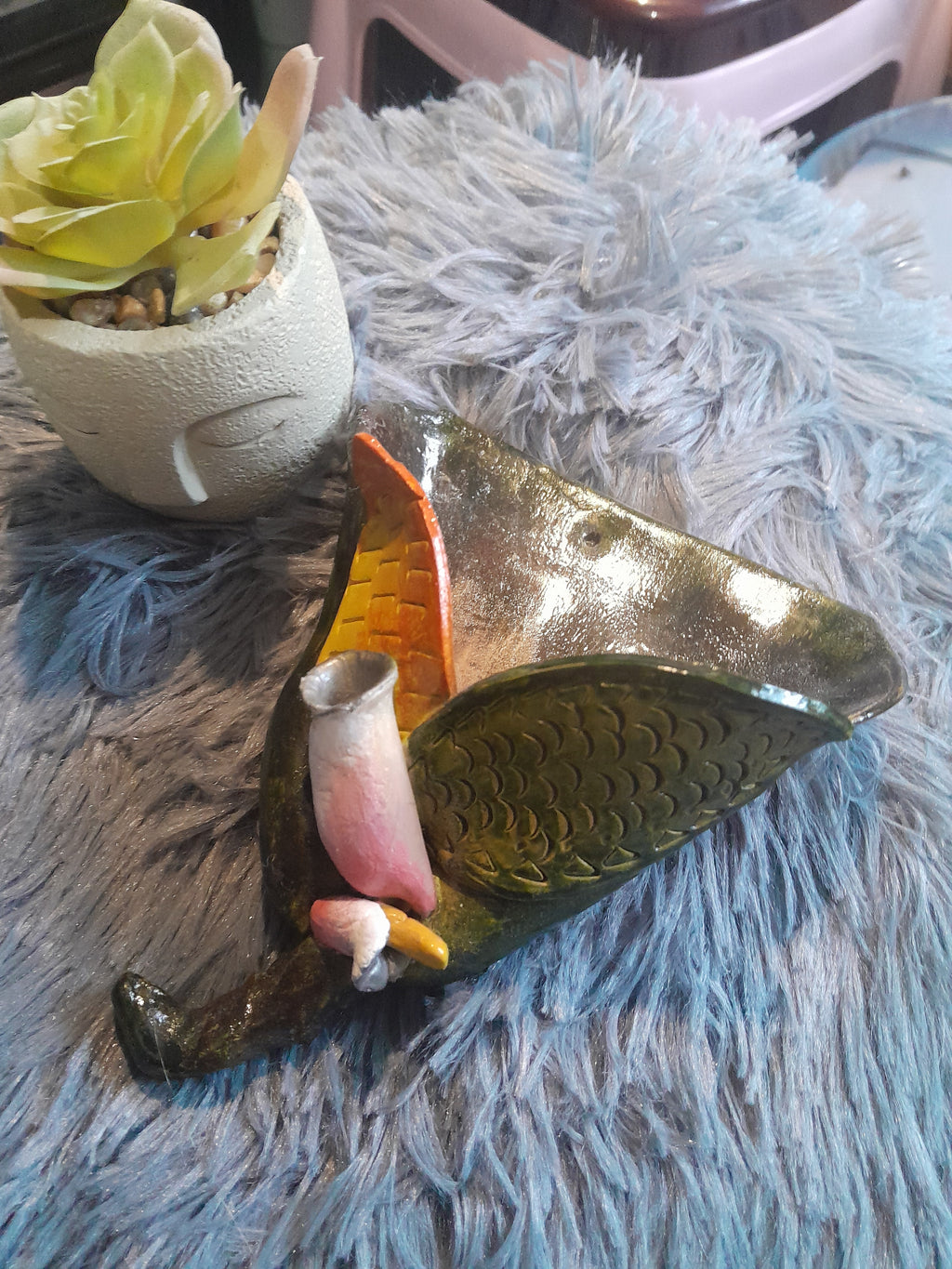 Poterie Murale Succulente — Cornet Vert Émaillé